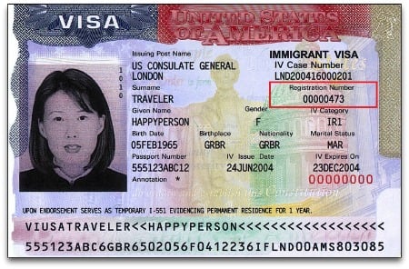 在移民签证上查找号码