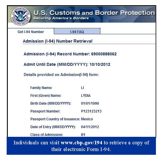 status at last entry on i-94 arrival departure record